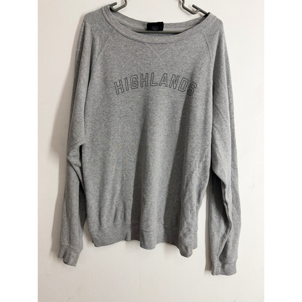 J America Highlands Sweatshirt Mens XL Gray Raglan Crew Neck Pullover Graphic